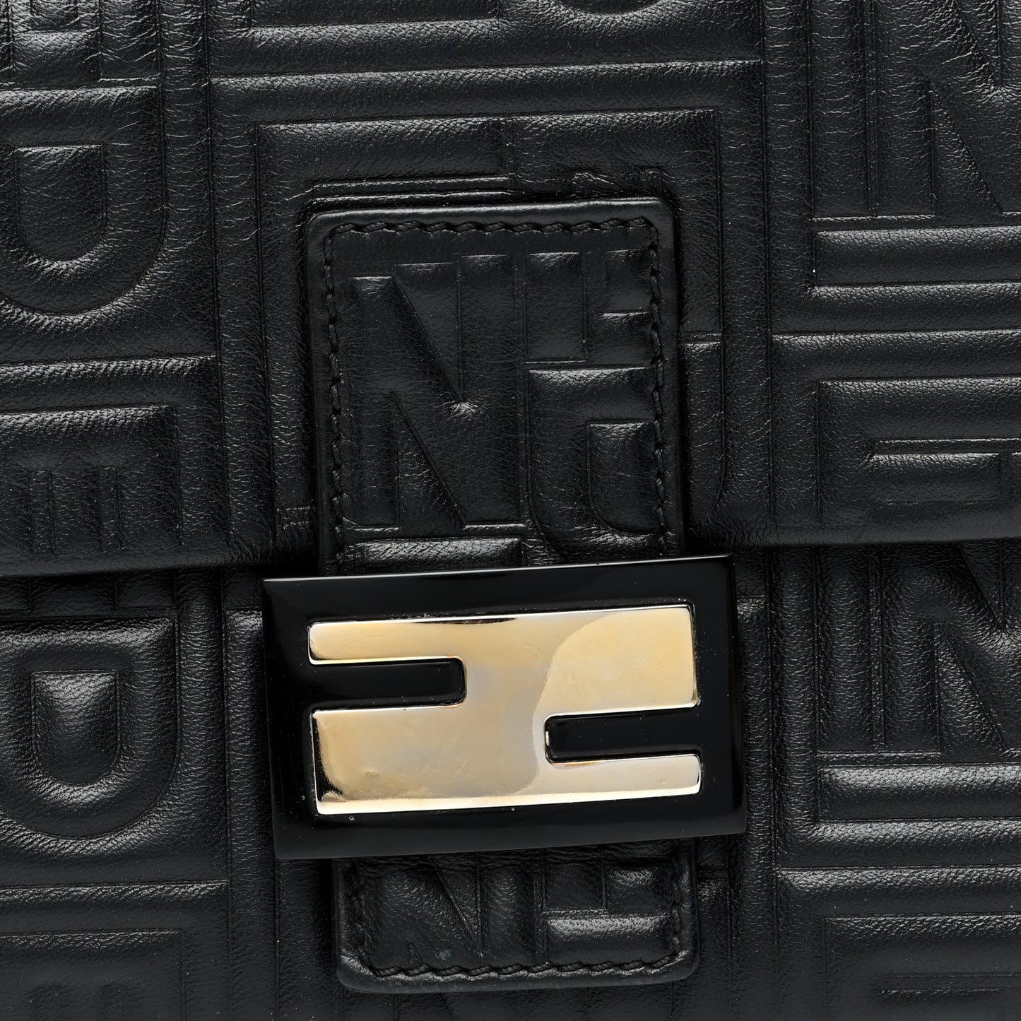 Nappa Logo Embossed Baguette Black