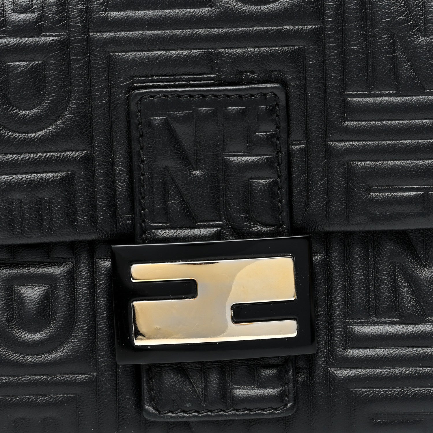 Fendi Nappa Logo Embossed Baguette Black 7 of 9