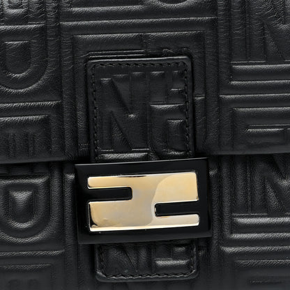 Fendi Nappa Logo Embossed Baguette Black 7 of 9