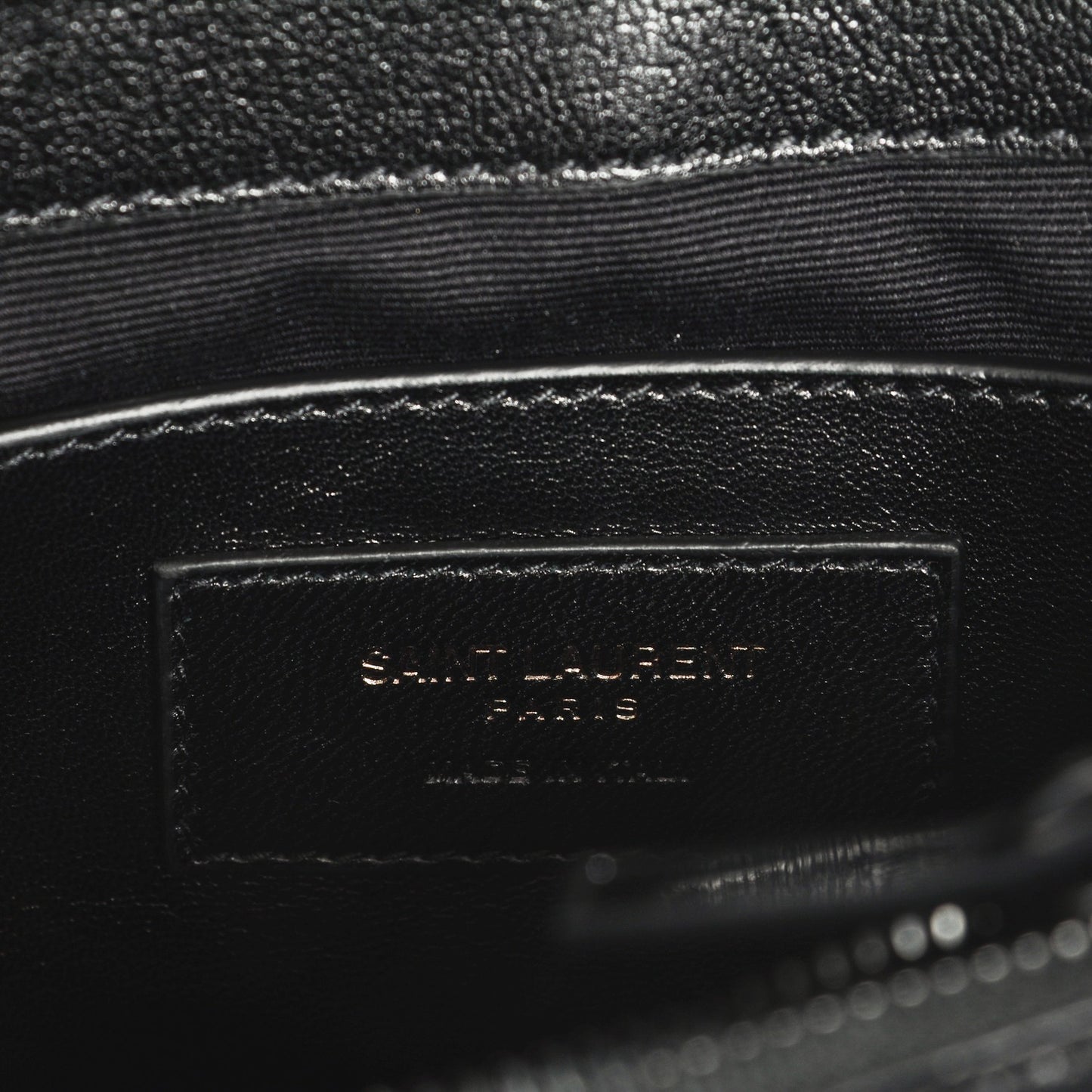 Sheepskin Matelasse Chevron Monogram Medium College Bag Black