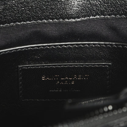 Saint Laurent Sheepskin Matelasse Chevron Monogram Medium College Bag Black 7 of 8