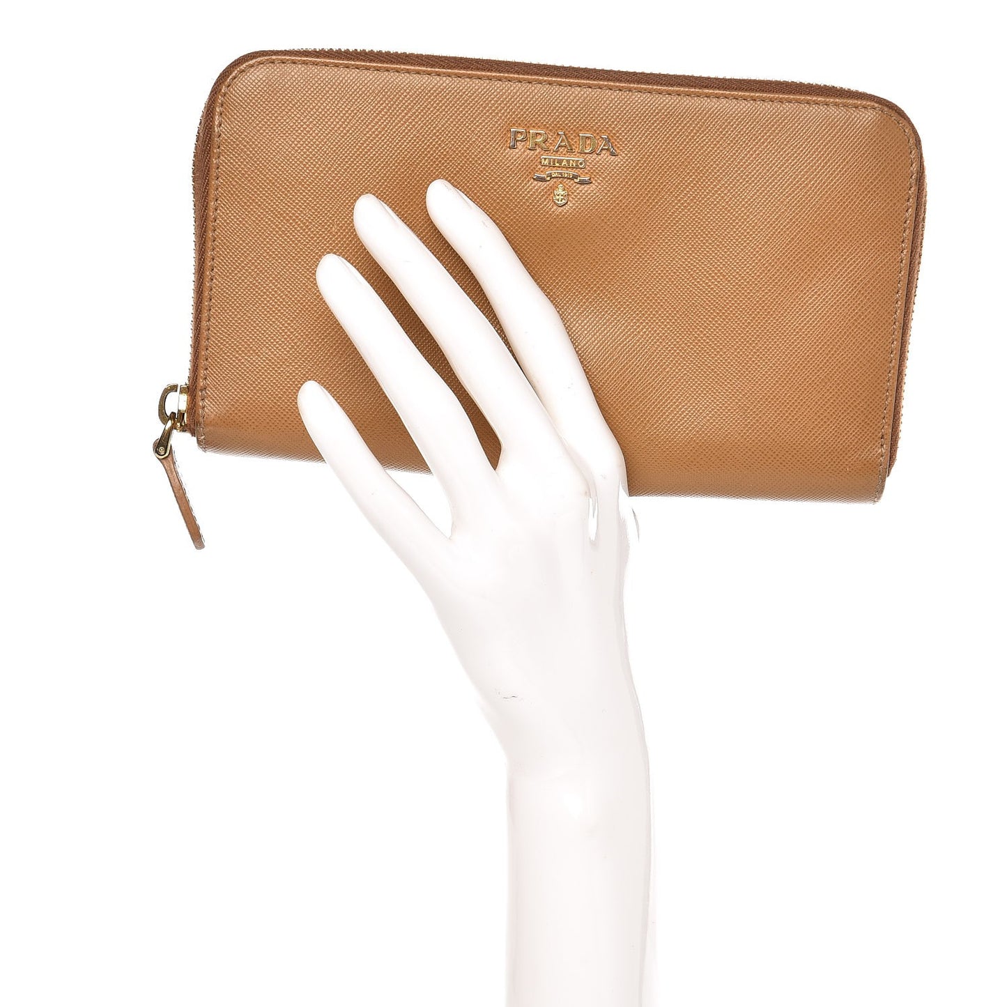 Saffiano Zip Around Wallet Caramel