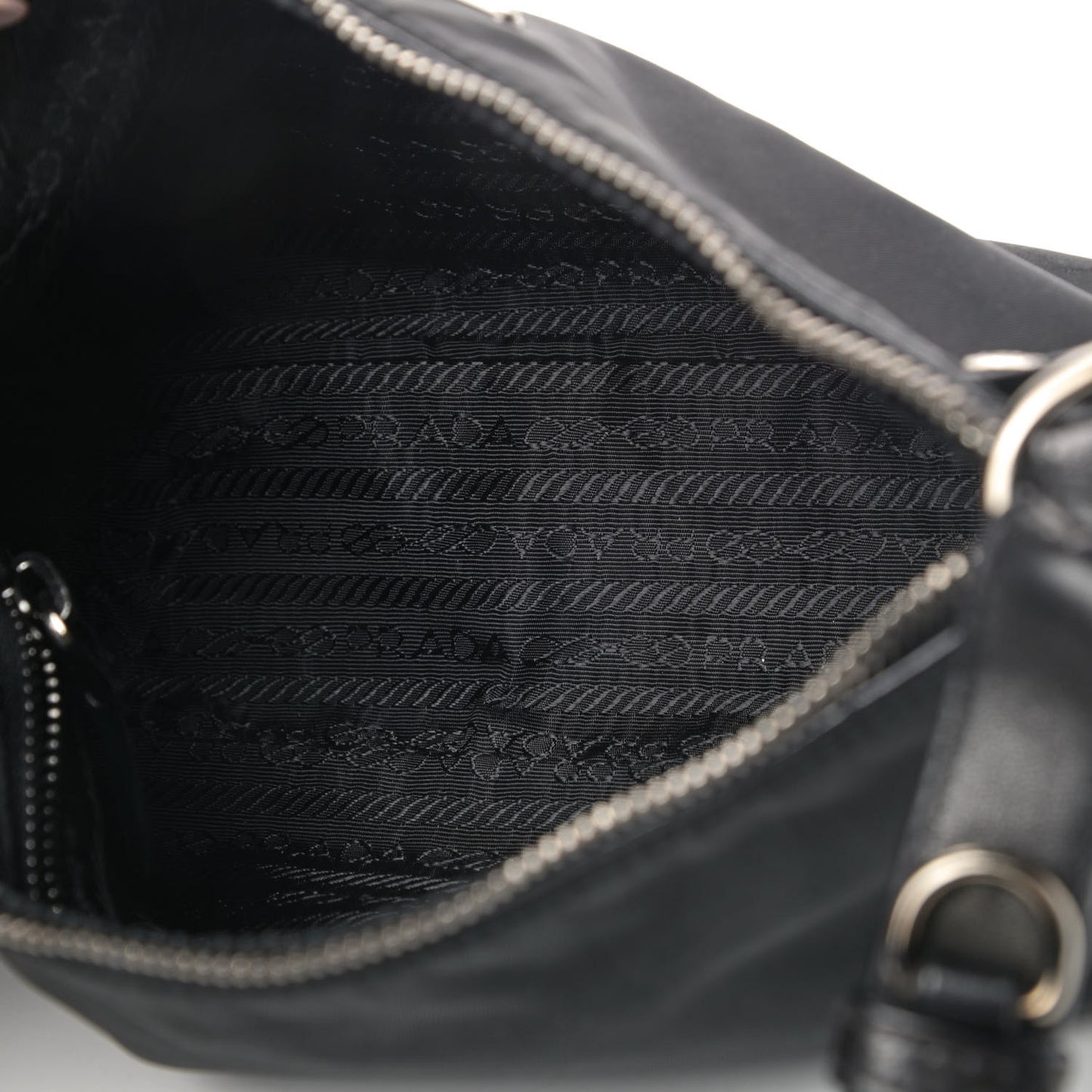 Tessuto Nylon Soft Calfskin Shoulder Bag Black