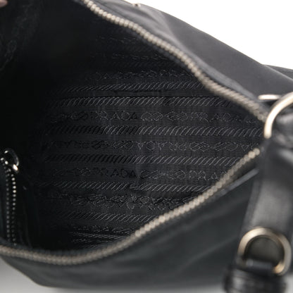 Prada Tessuto Nylon Soft Calfskin Shoulder Bag Black 4 of 4