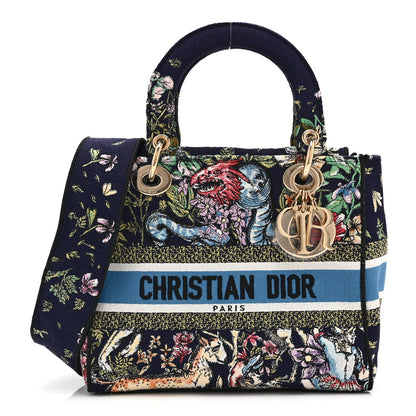 Christian Dior Canvas D-Constellation Embroidered Medium Lady D-Lite Bleu Multicolor 1 of 10