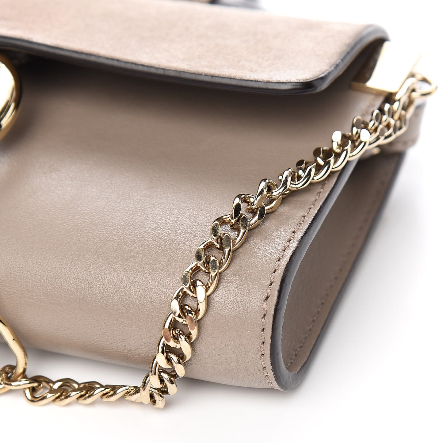 Suede Calfskin Mini Faye Shoulder Bag Motty Grey