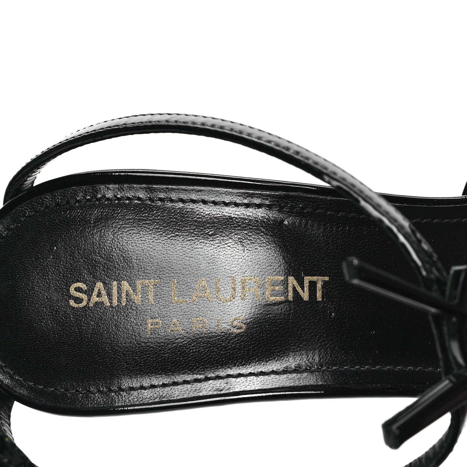 Saint Laurent Patent Cassandra 100 Ankle Strap Sandals 36.5 Black 7 of 8