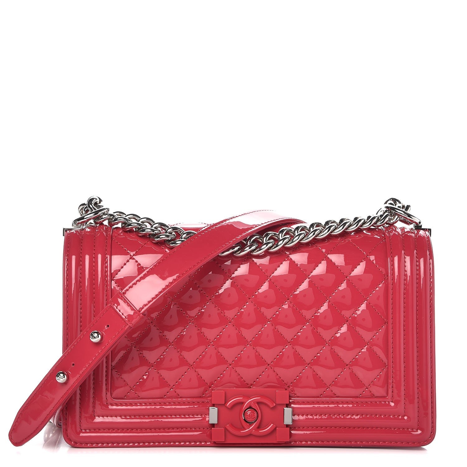 Chanel Patent Calfskin Medium Plexiglass Boy Flap Pink 1 of 10