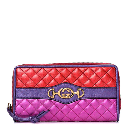 Gucci Laminated Nappa Trapuntata Zumi Zip Around Wallet Rosso Fuxia Bizantin 1 of 13
