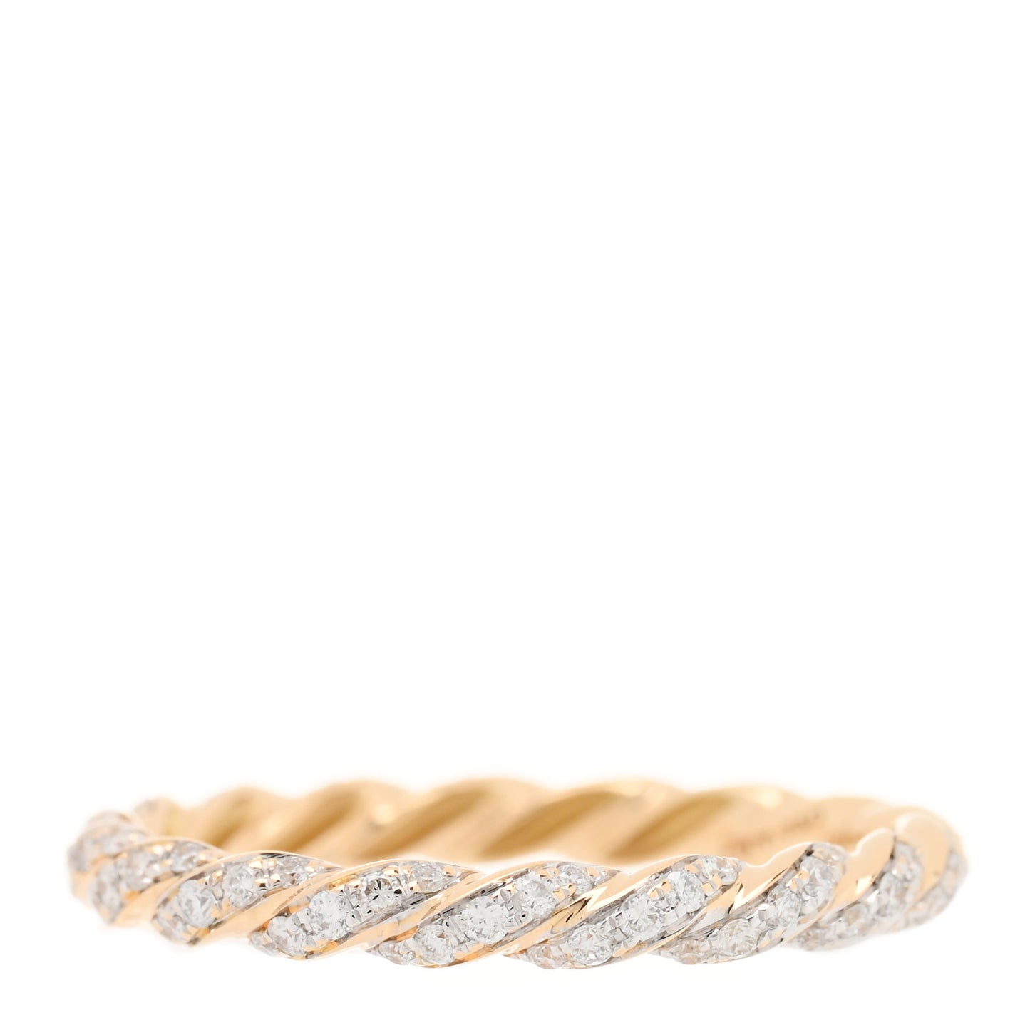 18K Yellow Gold Diamond Pave Petite Band Ring 53 6.5