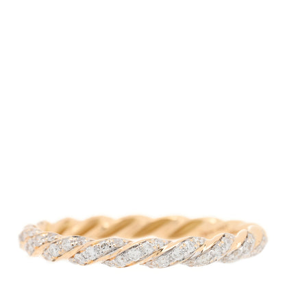 David Yurman 18K Yellow Gold Diamond Pave Petite Band Ring 53 6.5 1 of 4