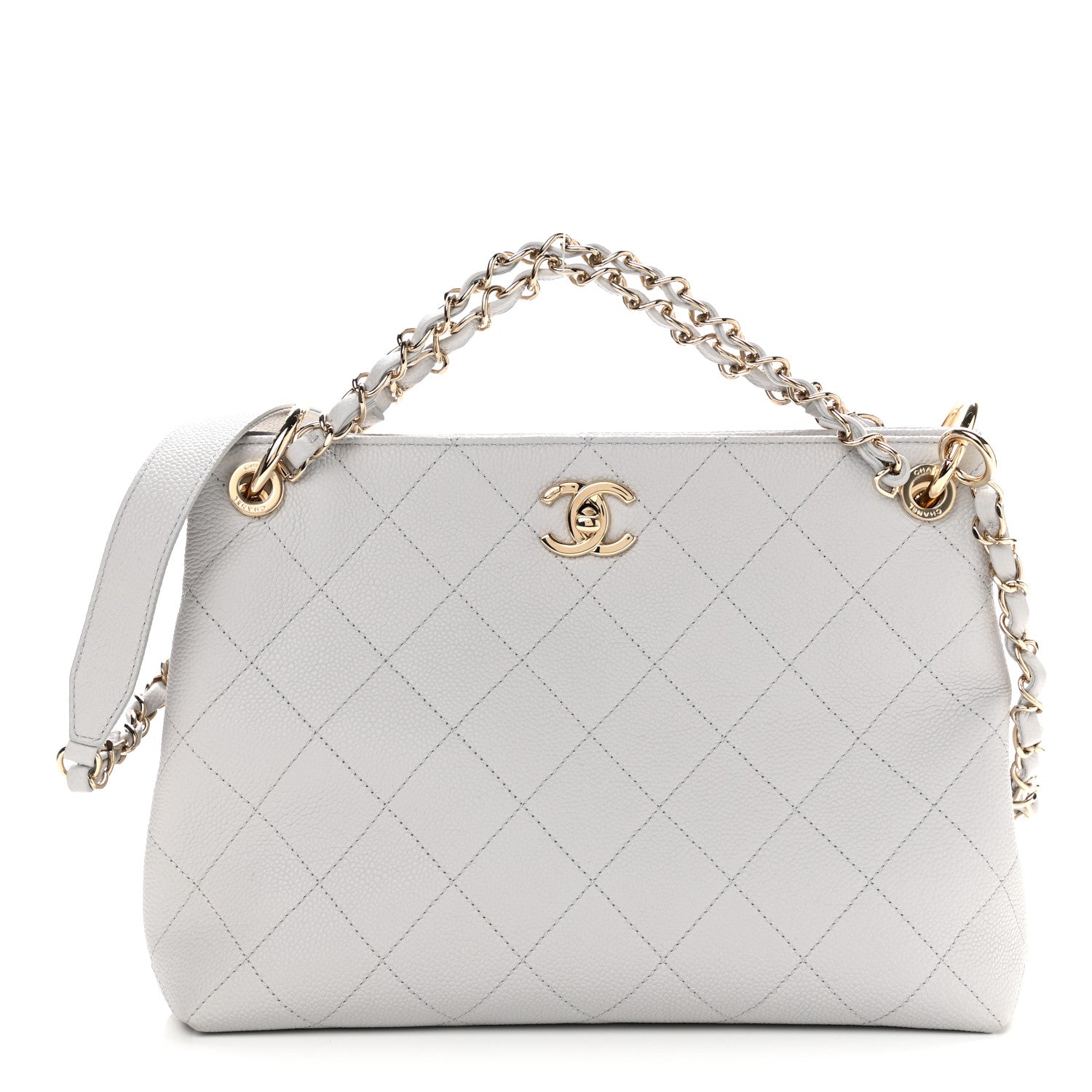 Chanel Caviar Quilted City Walk Hobo Light Grey 1 of 10