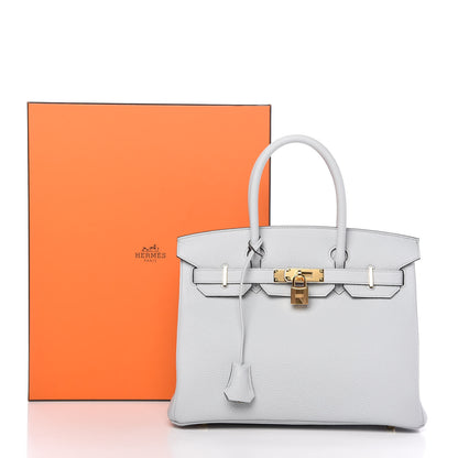 Hermes Taurillon Clemence Birkin 30 Bleu Pale 11 of 11