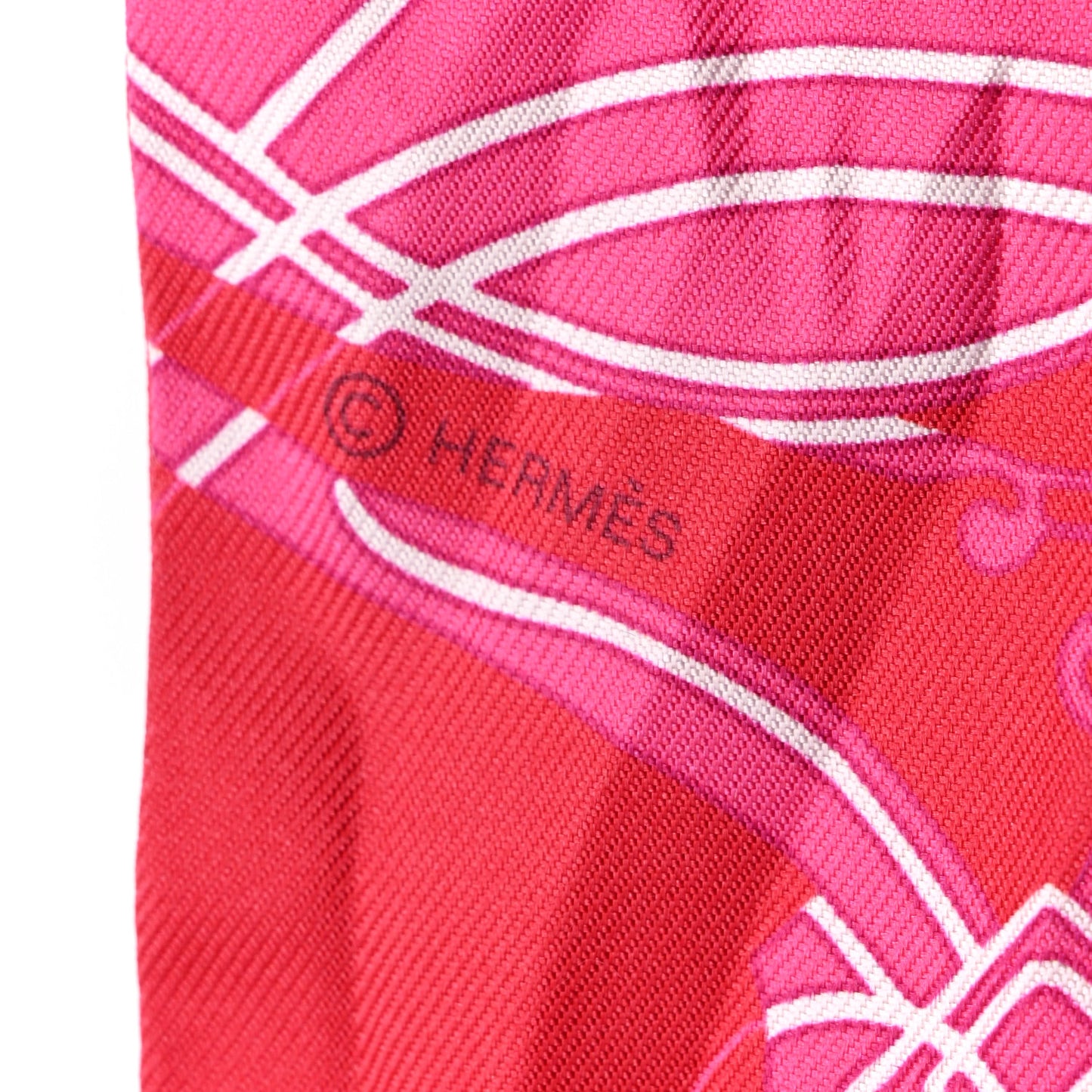 Silk Ex-Libris Twilly Fuchsia Rouge White