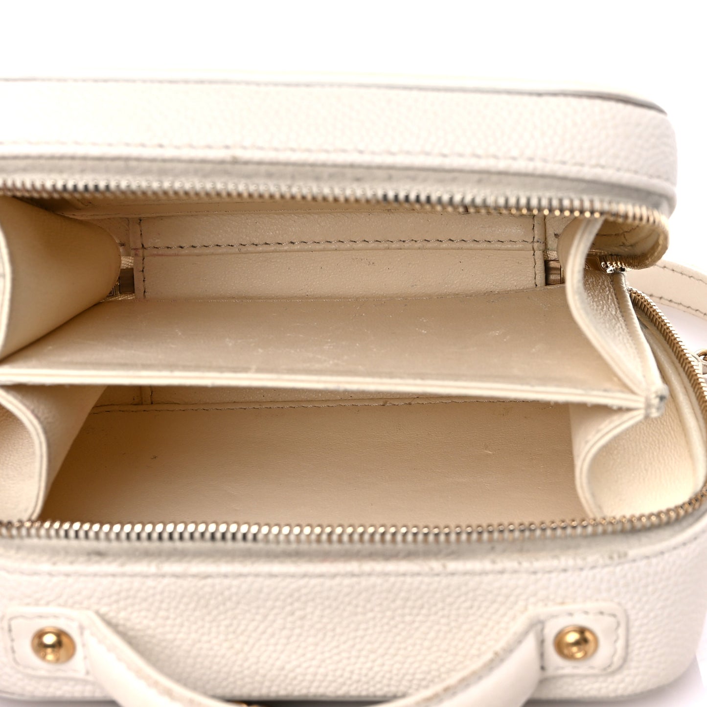 Caviar Quilted Small CC Filigree Vanity Case White