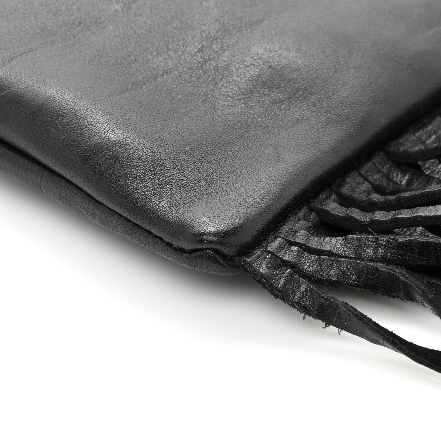 Saint Laurent Calfskin Fringe Small Monogram Bucket Bag Black 9 of 11