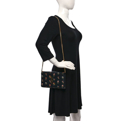 Saint Laurent Calfskin Prairie Flower Printed Small Monogram Clutch Black Multicolor 2 of 12