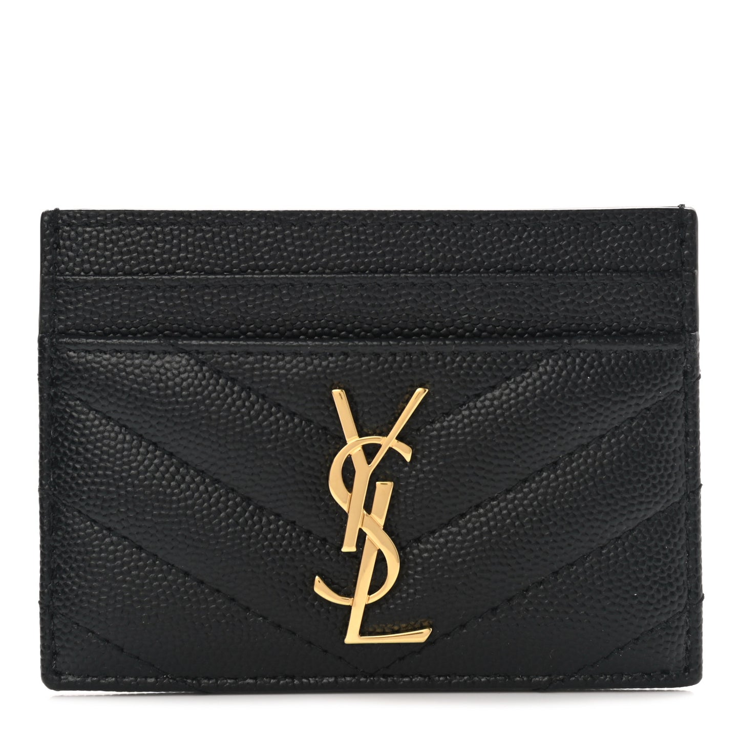 Grain De Poudre Matelasse Chevron Monogram Credit Card Case Black