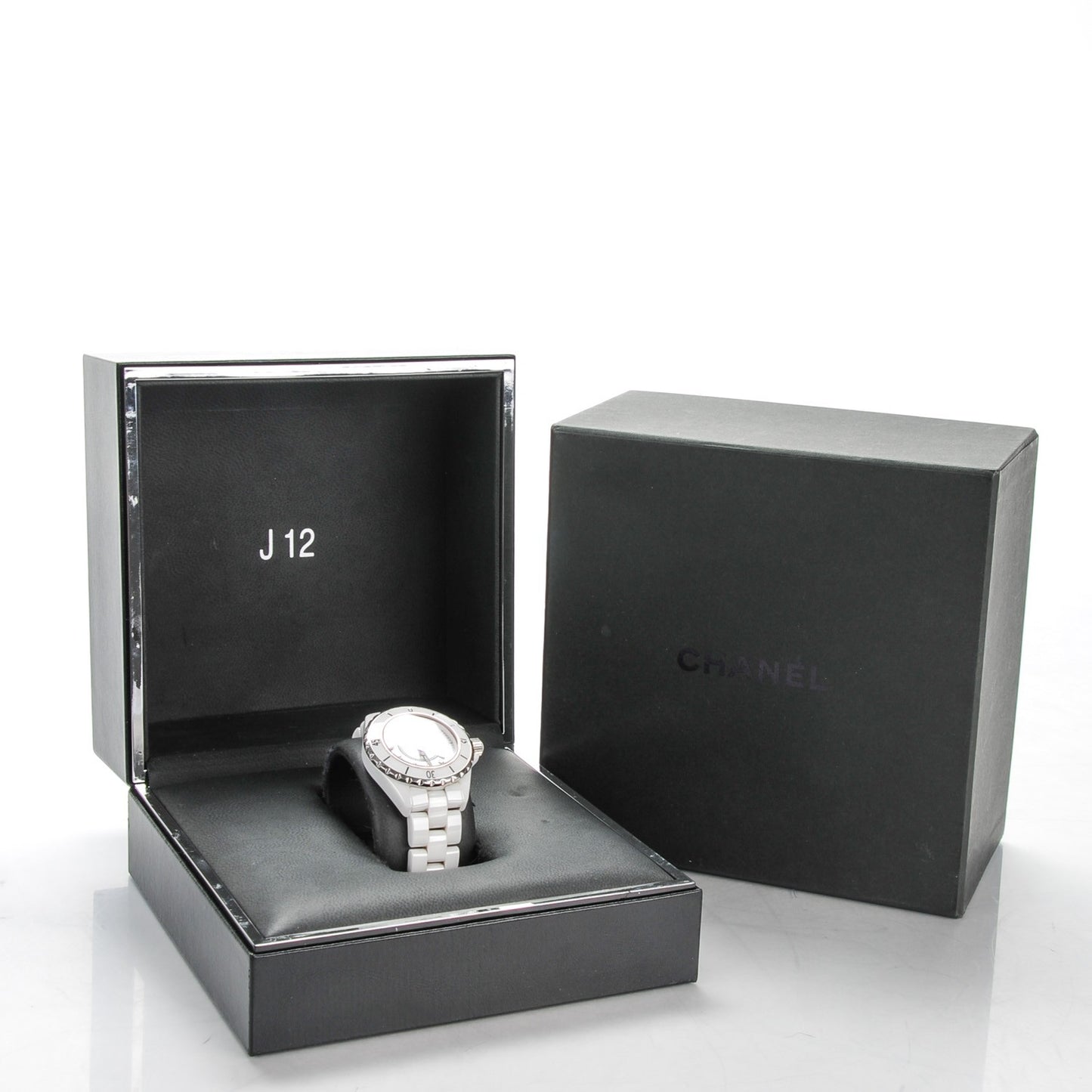 Stainless Steel Ceramic Diamond 33mm J12 Quartz Watch White
