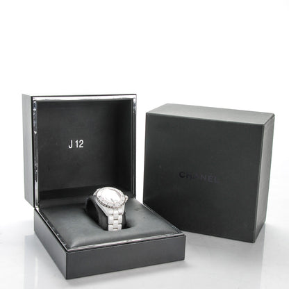 Chanel Stainless Steel Ceramic Diamond 33mm J12 Quartz Watch White 7 of 7