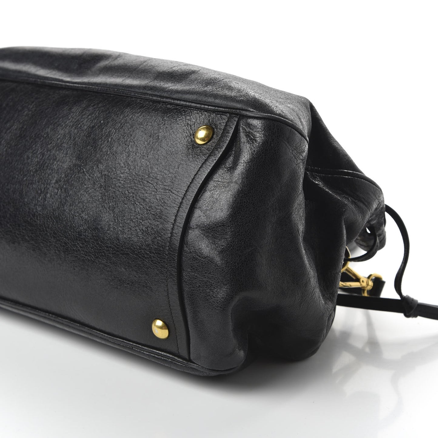 Vitello Shine Bow Shopping Tote Black