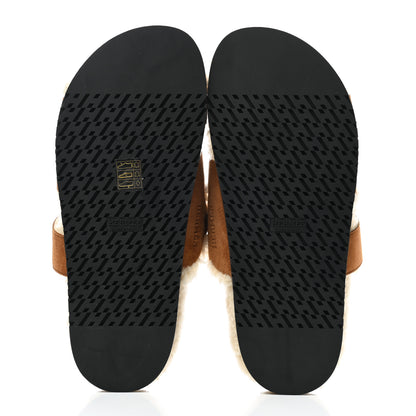 Hermes Suede Goatskin Woolskin Womens Chypre Sandals 40.5 Naturel Ecru 5 of 8