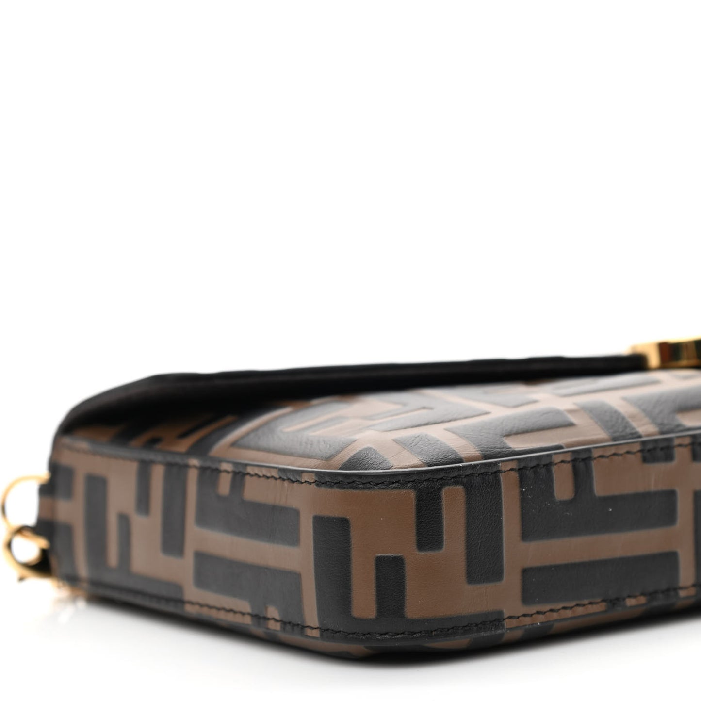 Vitello Soft F is Fendi Bi-Color FF 1974 Embossed Envelope Wallet On Chain with Pouches Maya Black