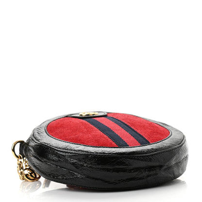 Gucci Suede Patent Web Mini Ophidia Round Shoulder Bag Hibiscus Red Black 4 of 10