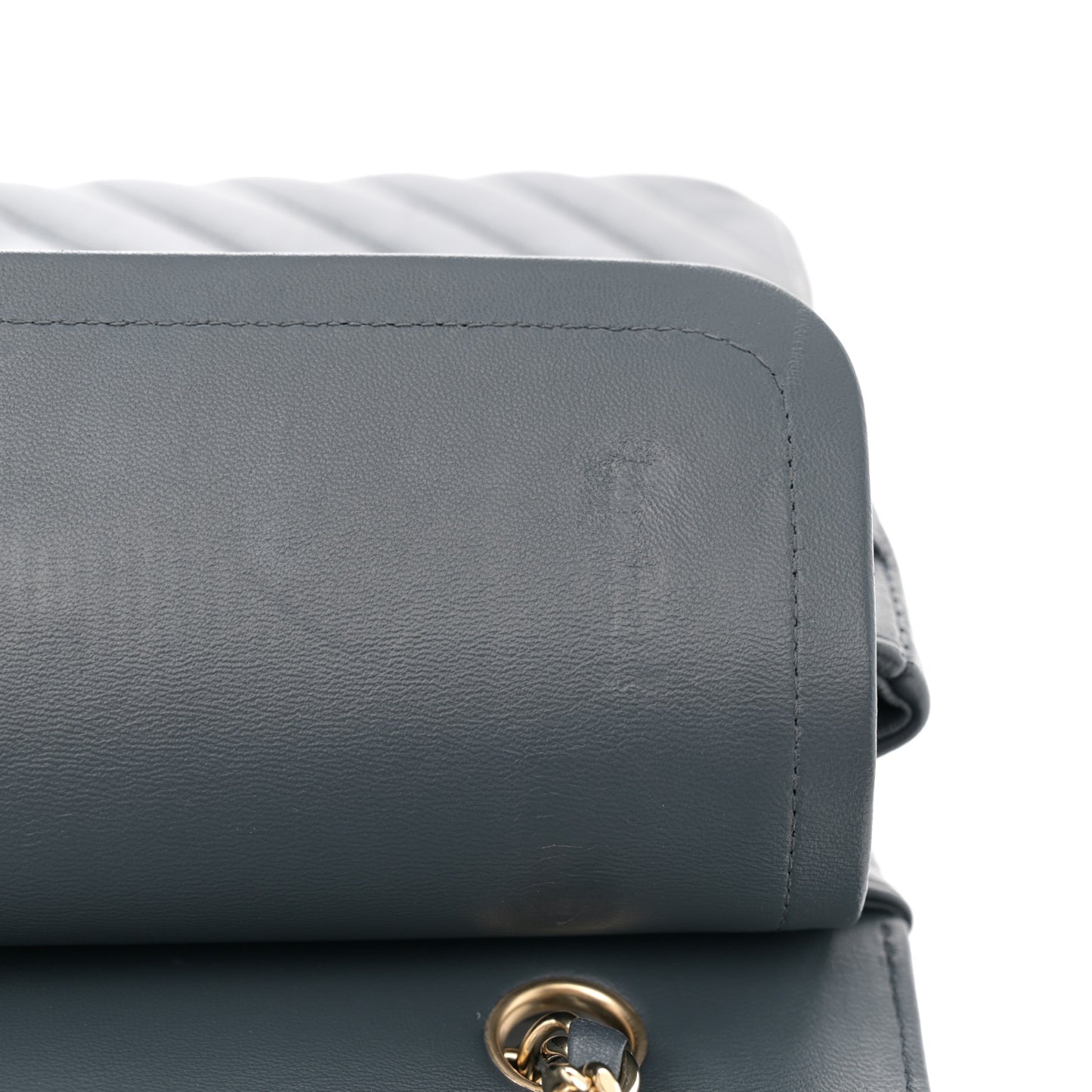 Lambskin Chevron Quilted Medium Double Flap Dark Grey