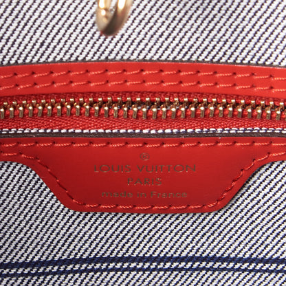 Louis Vuitton Denim Damier Monogram Patchwork Neverfull Blue Rouge 9 of 10