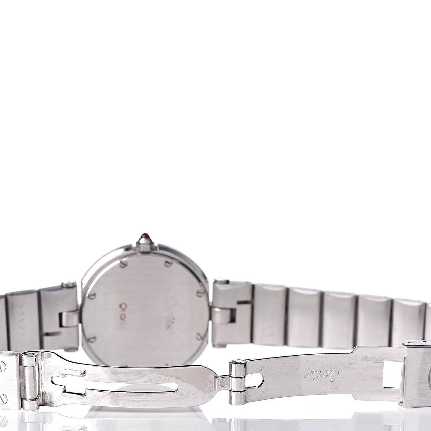 Stainless Steel 27mm Santos Round Quartz Watch Burgundy
