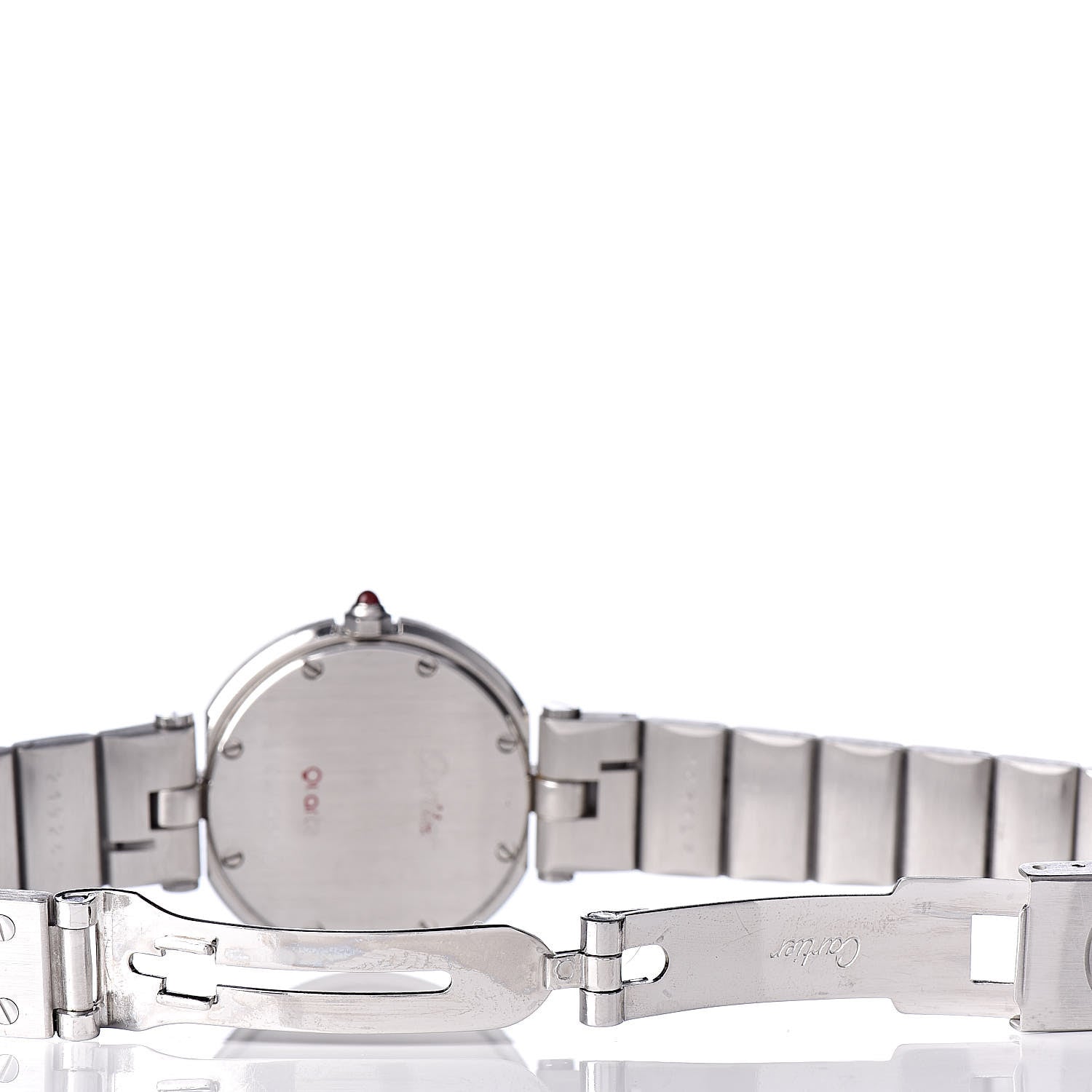 Cartier Stainless Steel 27mm Santos Round Quartz Watch Burgundy 5 of 6