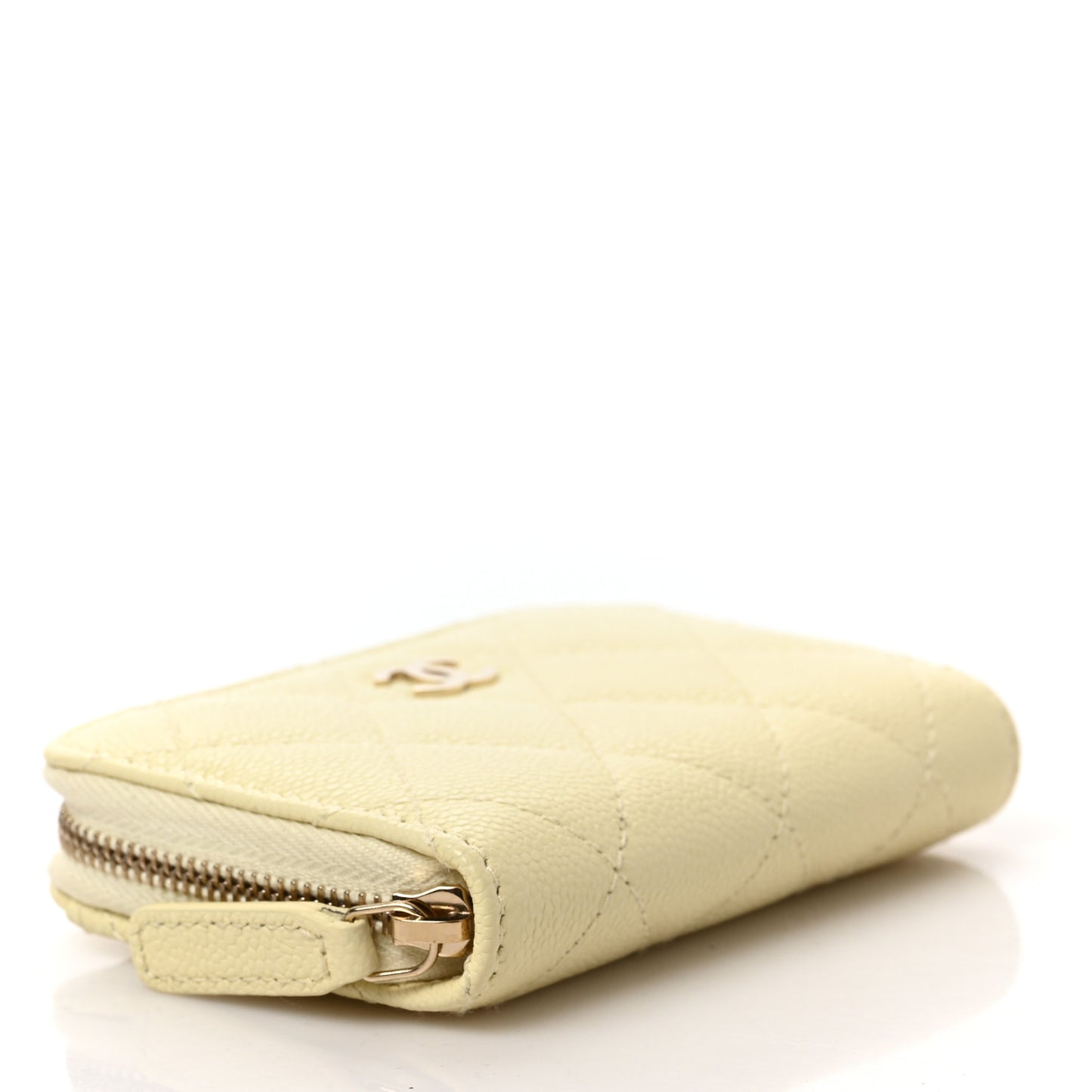Caviar Quilted Zip Coin Purse Yellow