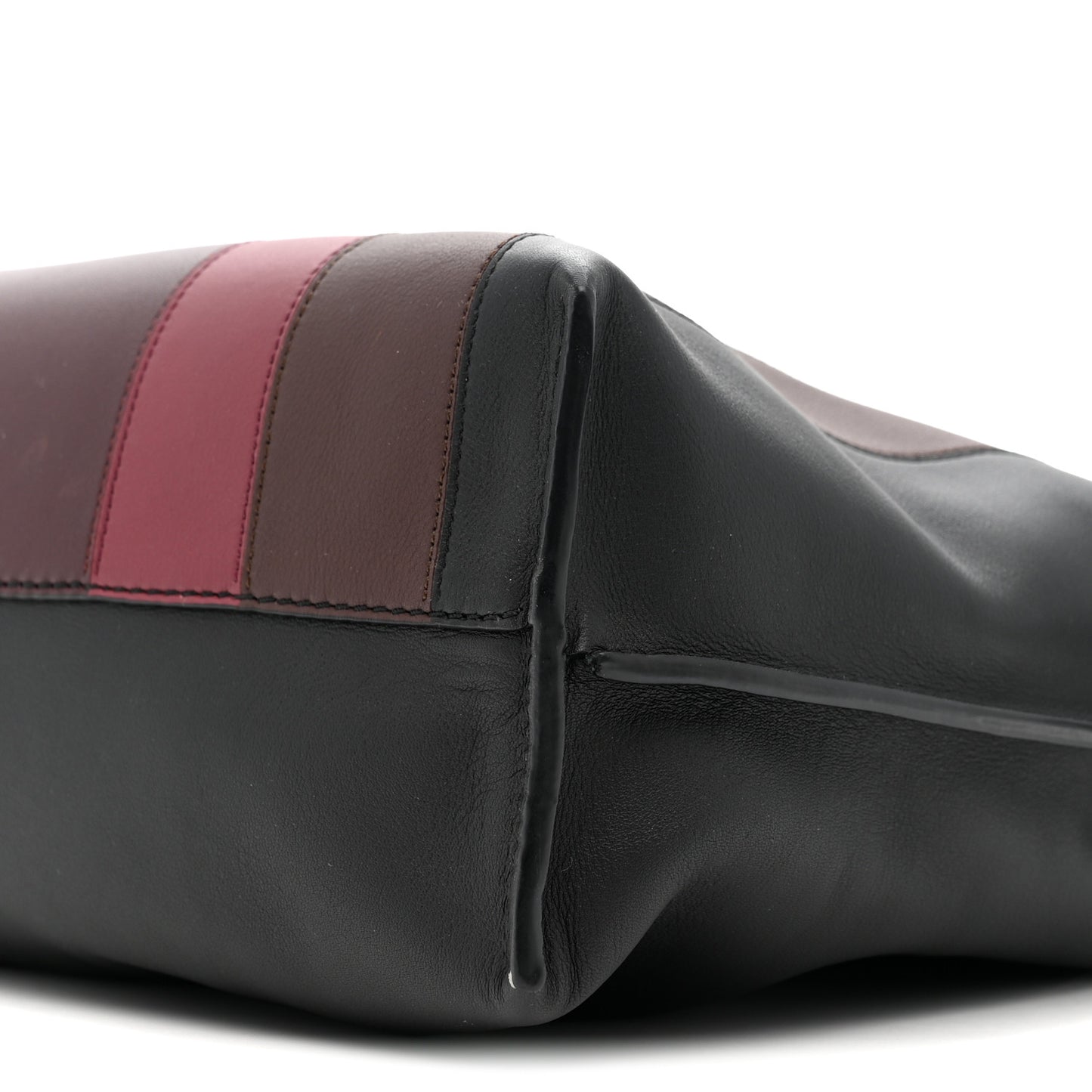 X ALBERS Nappa Calfskin Medium Flamenco Knot Clutch Black Burgundy