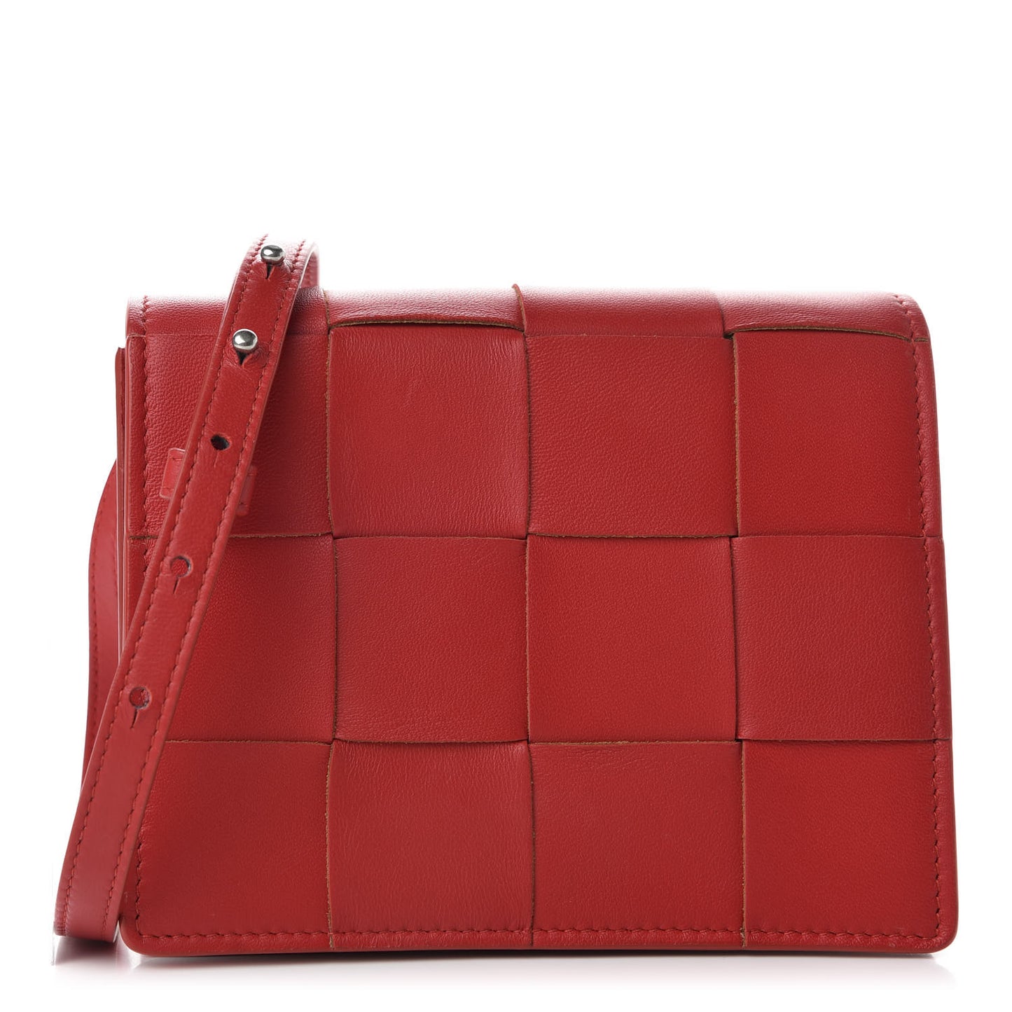 Lambskin Maxi Intrecciato Mini Cassette Crossbody Bag Bright Red