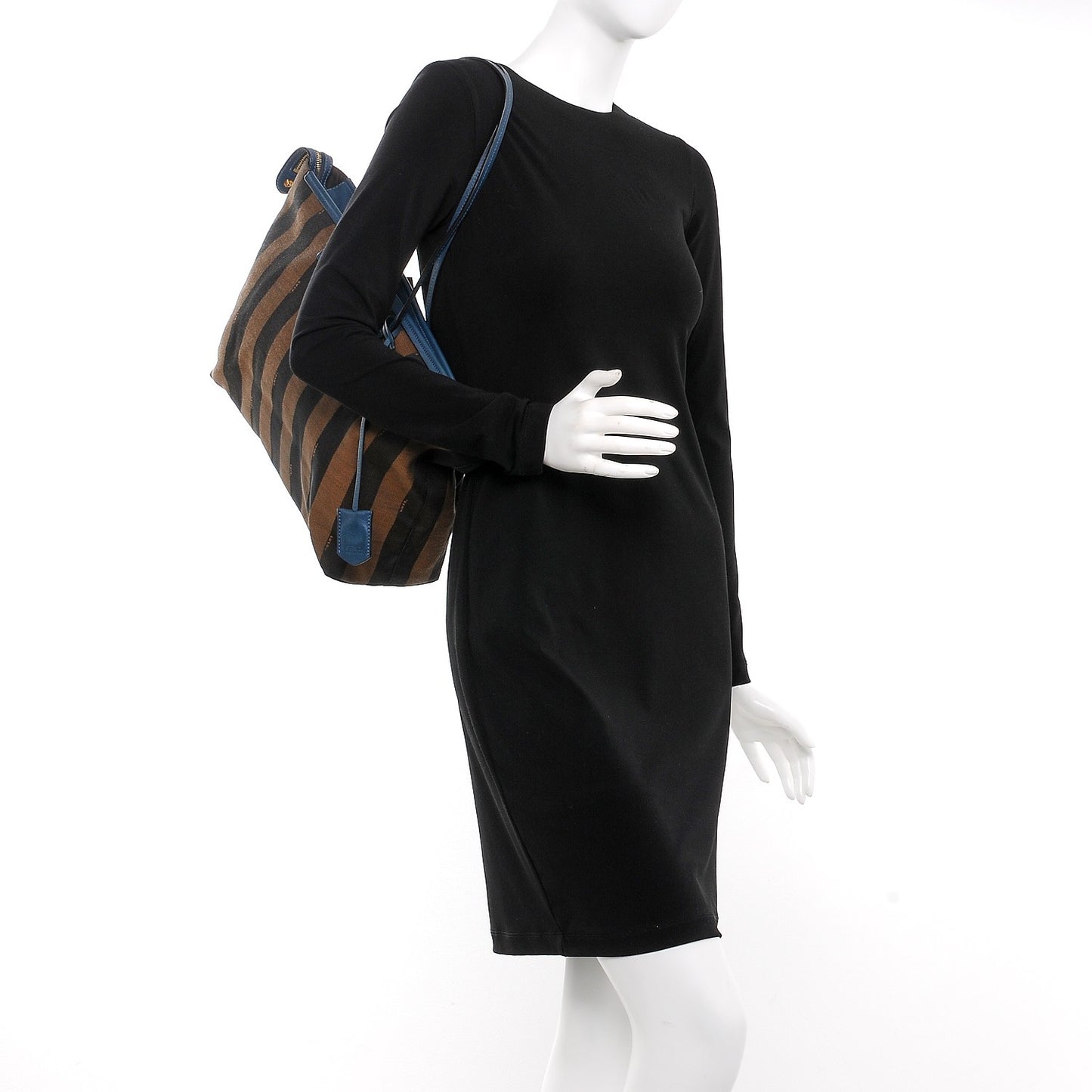 Pequin Vitello Medium Roll Tote Tobacco Petrolio