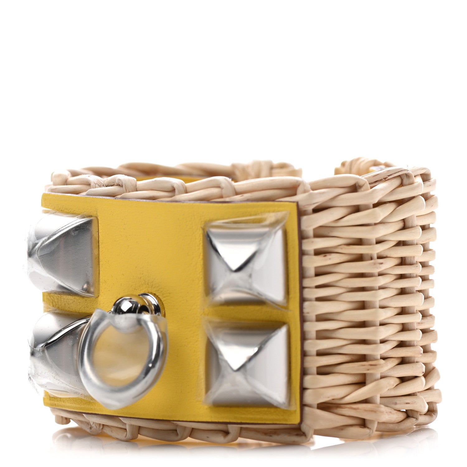 Hermes Barenia Osier Collier De Chien CDC Picnic Bracelet T3 Jaune De Naples 1 of 6