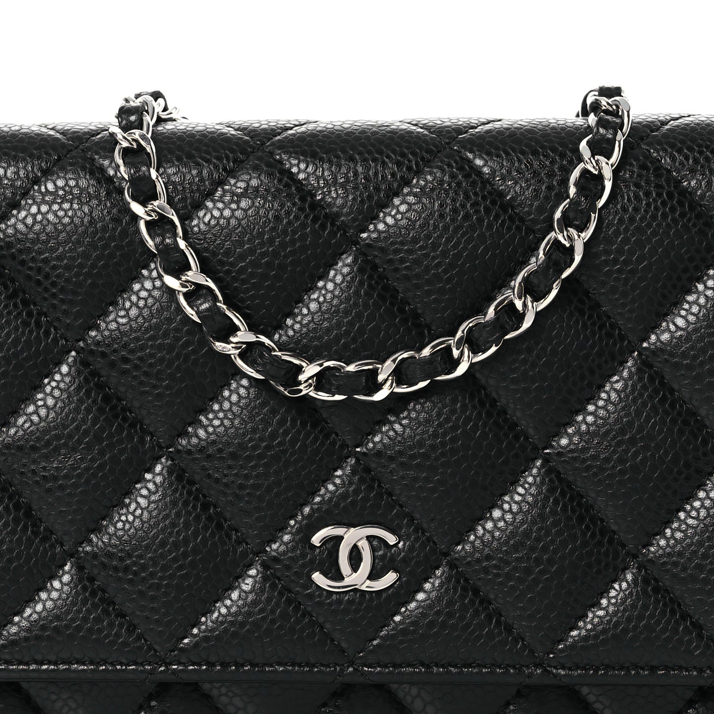 Caviar Quilted Wallet on Chain WOC Black