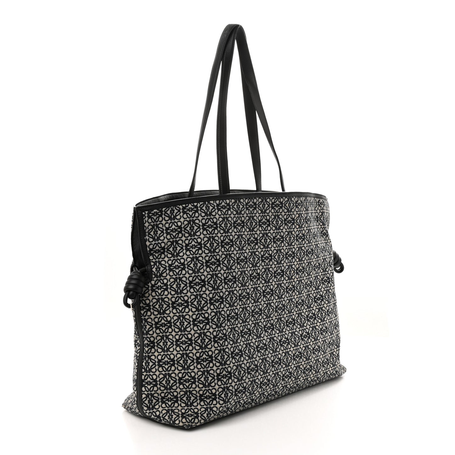 Canvas Calfskin Herbarium Flamenco XL Knot Bag Black Multicolor