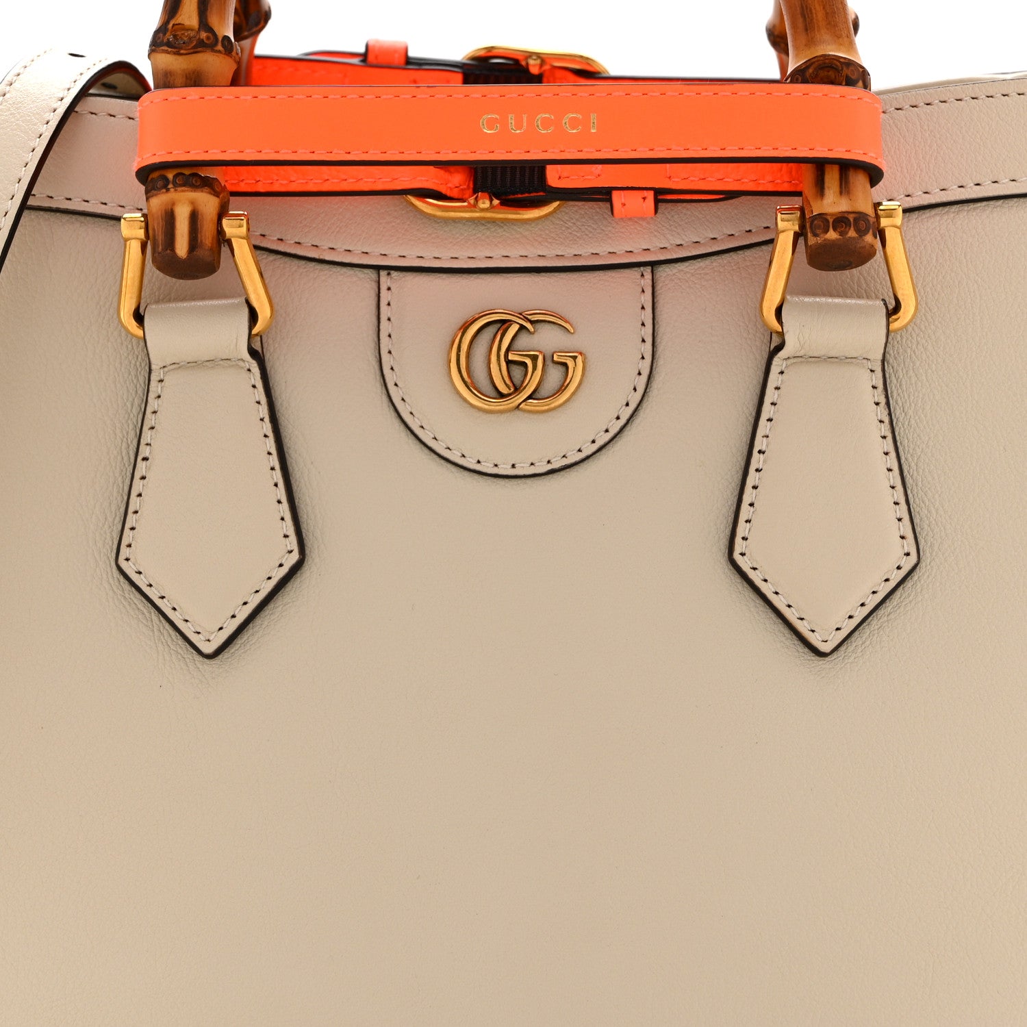 Gucci Wonka Grain Calfskin Small Diana Tote Bag Mystic White Cuir 9 of 11