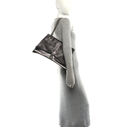Balenciaga Metallic Crushed Calfskin Large Crush Chain Bag Steel Grey 2 of 11