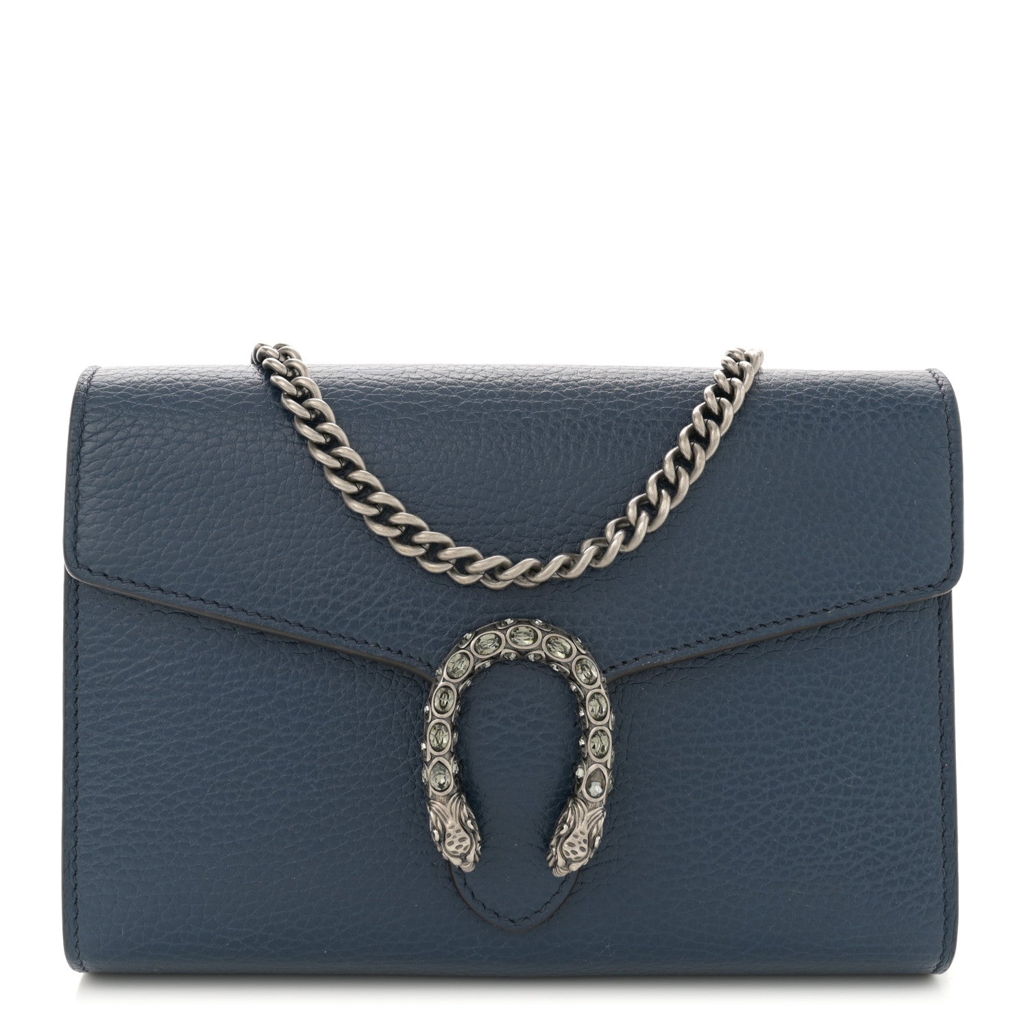 Gucci Dollar Calfskin Crystal Mini Dionysus Chain Wallet Blue Agata Black Diamond 1 of 12