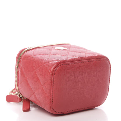 Chanel Caviar Quilted Mini Vanity Case With Chain Red 4 of 11