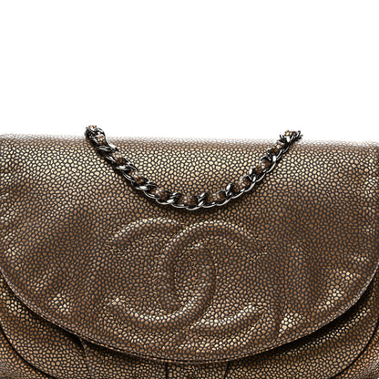 Chanel Metallic Caviar Half Moon Wallet On Chain WOC Khaki 9 of 11