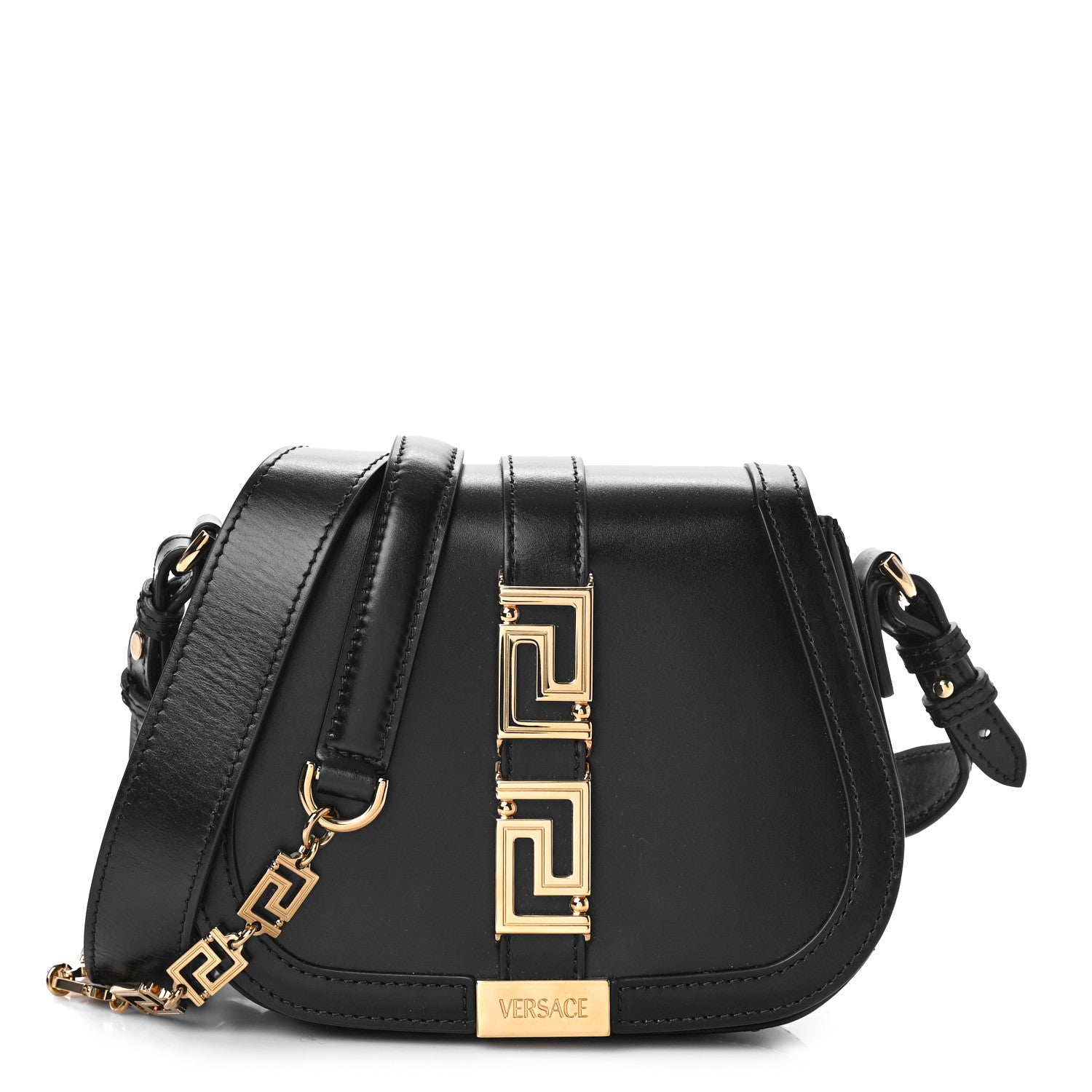 Versace Calfskin Small Greca Goddess Shoulder Bag Black 1 of 10
