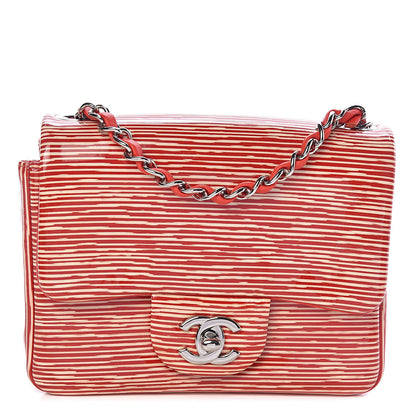 Chanel Patent Calfskin Striped Mini Square Flap Red 1 of 11