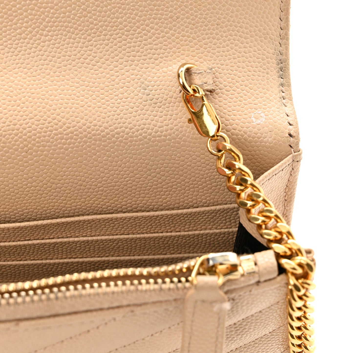 Grain De Poudre Matelasse Chevron Monogram Envelope Chain Wallet Nude Powder