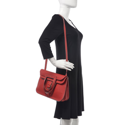 Hermes Taurillon Clemence Verso Halzan 31 GM Rouge Casaque Vermillion 2 of 10