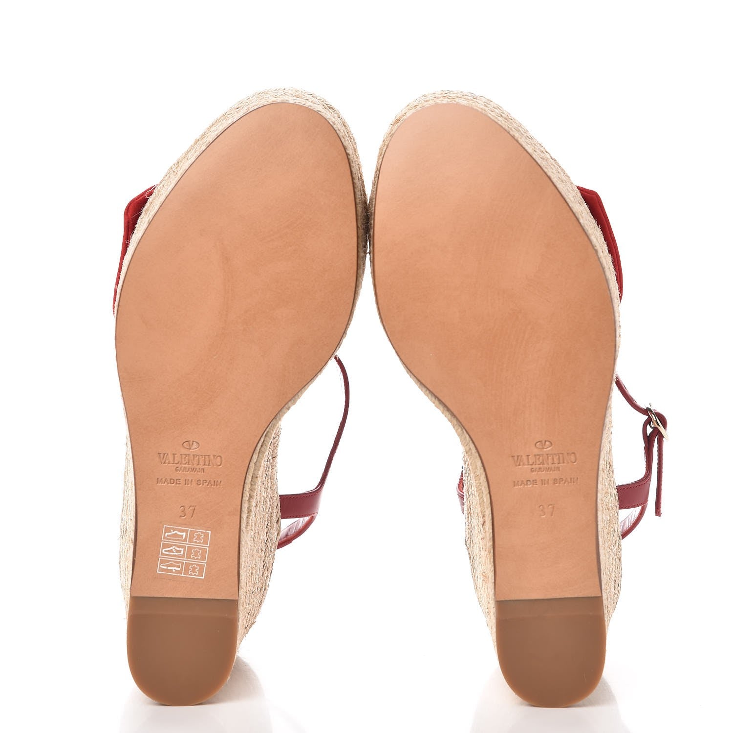 Valentino Garavani Suede Calfskin Tropical Bow Espadrille Platform Wedge Sandals 37 Red 5 of 9