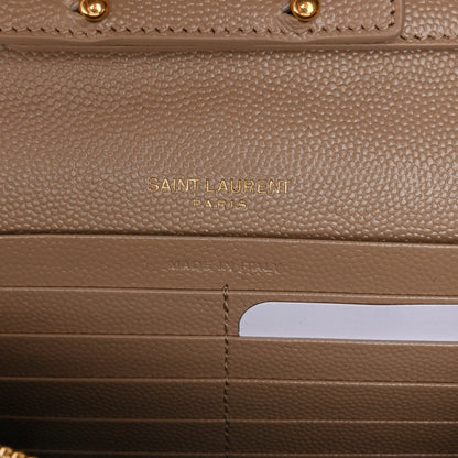 Saint Laurent Grain De Poudre Matelasse Chevron Monogram Chain Wallet Nude Powder 7 of 10